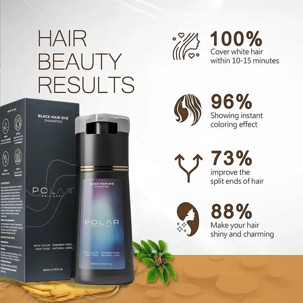 Hair Care Natural Ingredients - 200ml 헤어 염색 샴푸, 남녀 모두에게