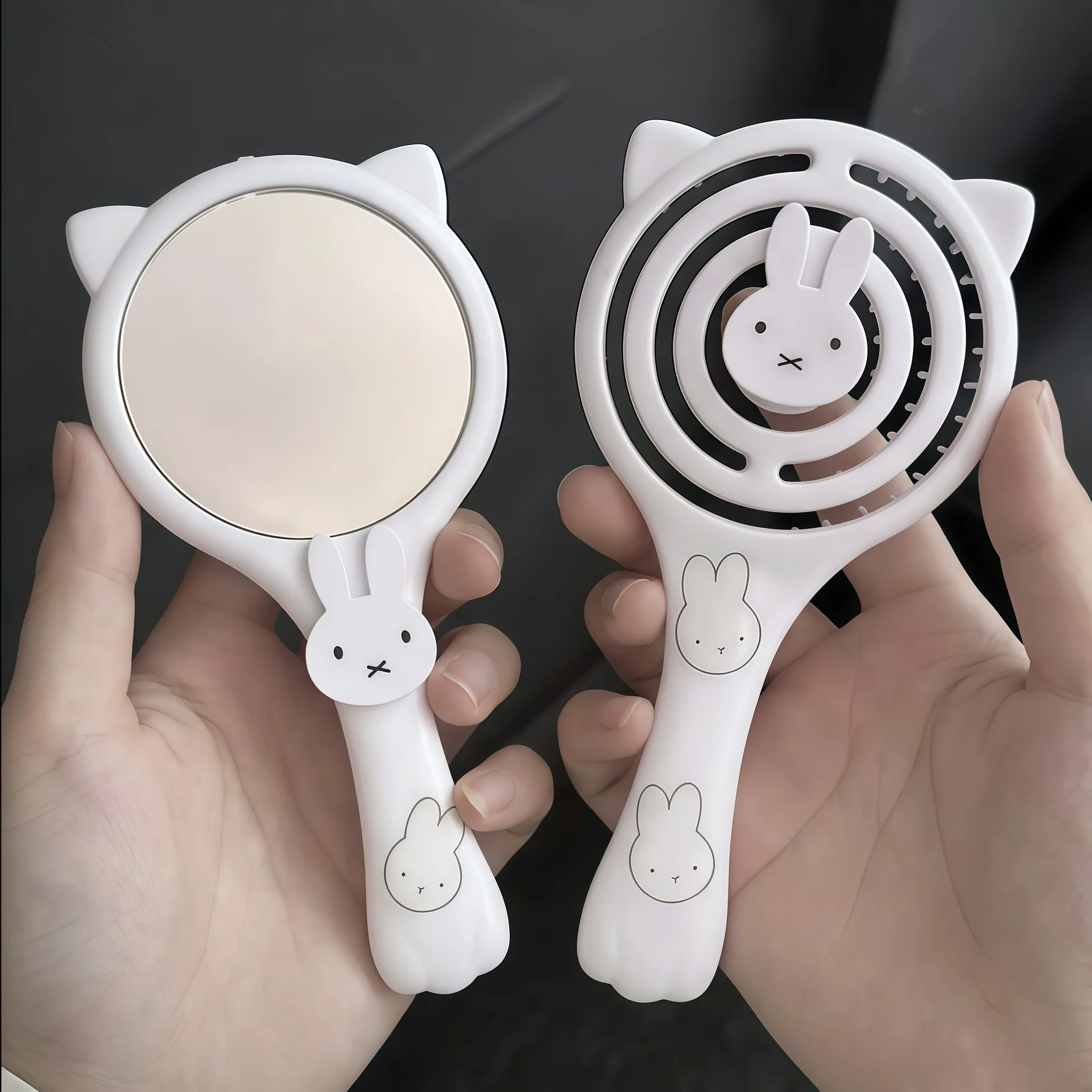 귀여운 미피 토끼 모양의 거울 빗, 휴대용 에어 쿠션  - Hair Care Products 리뷰 및 가격